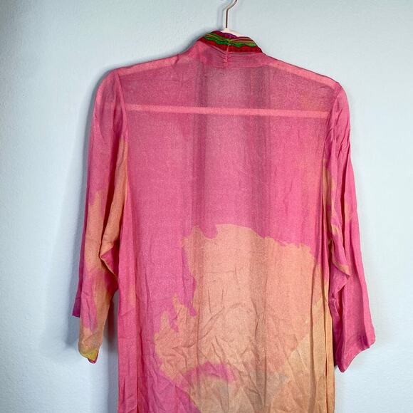 ANTHROPOLOGIE Bl^nk London Kimono Duster Coverup Pink Beach Swim Summer Resort - Picture 8 of 8
